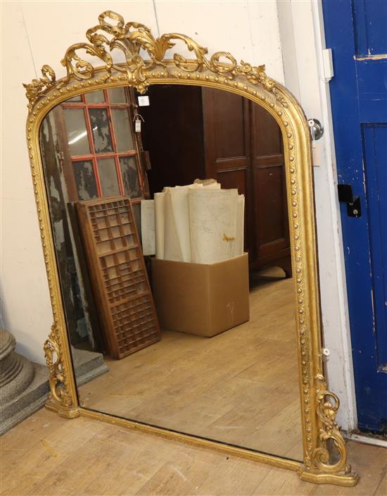 A Victorian giltwood and gesso overmantel mirror W.147cm